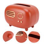Retro Radio Shape Tissue Cover Box Vintage Radio Tissue Box for Bathroom Living Room Bedroom Nightstand Desk Table Red