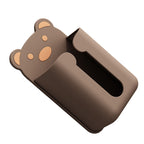 Wall Mounted Tissue Box Punching Free Cute Bear Pattern Plastic Tissue Dispenser for Home Bathroom Brown Bear