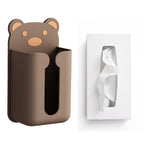 Wall Mounted Tissue Box Punching Free Cute Bear Pattern Plastic Tissue Dispenser for Home Bathroom Brown Bear