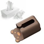 Wall Mounted Tissue Box Punching Free Cute Bear Pattern Plastic Tissue Dispenser for Home Bathroom Brown Bear