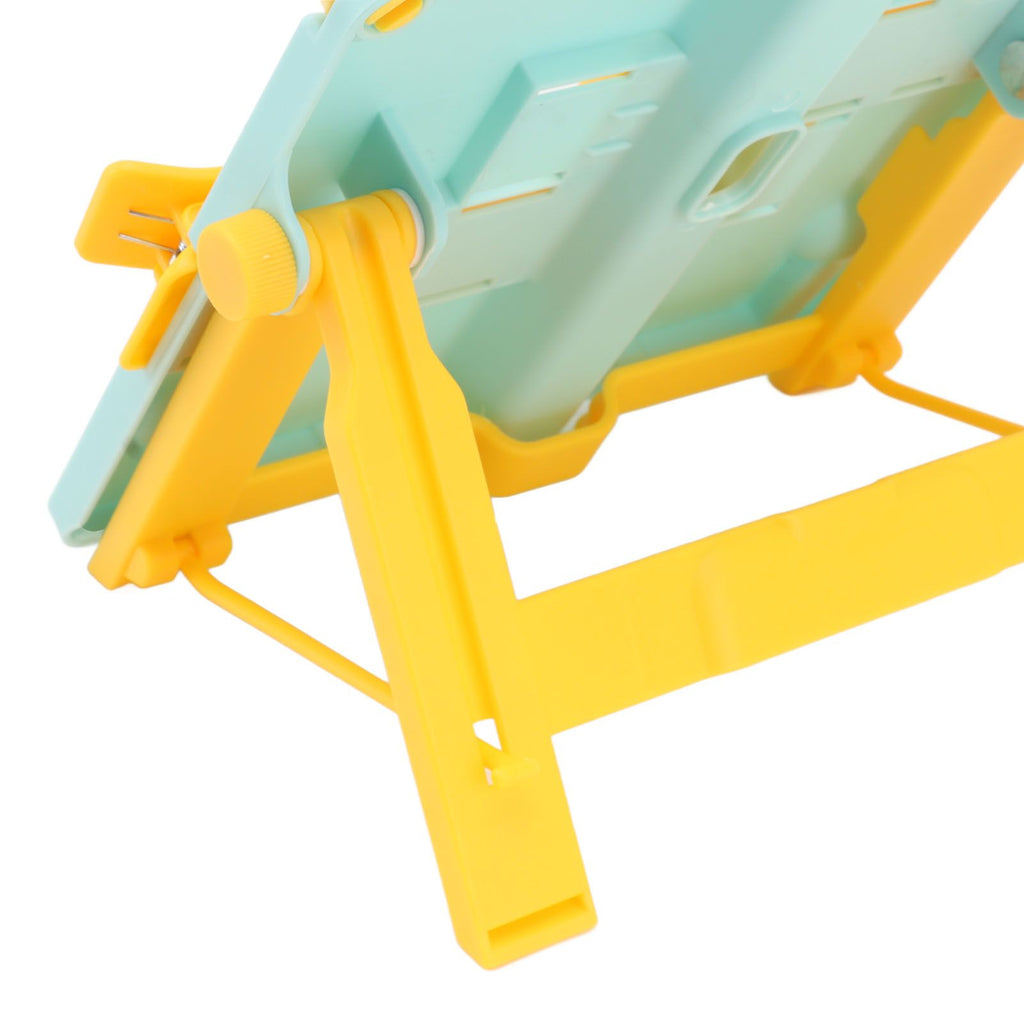 Reading Rack Foldable Portable Round Edges ABS Scratch Resistant Book Stand Holder for School Library Yellow Blue