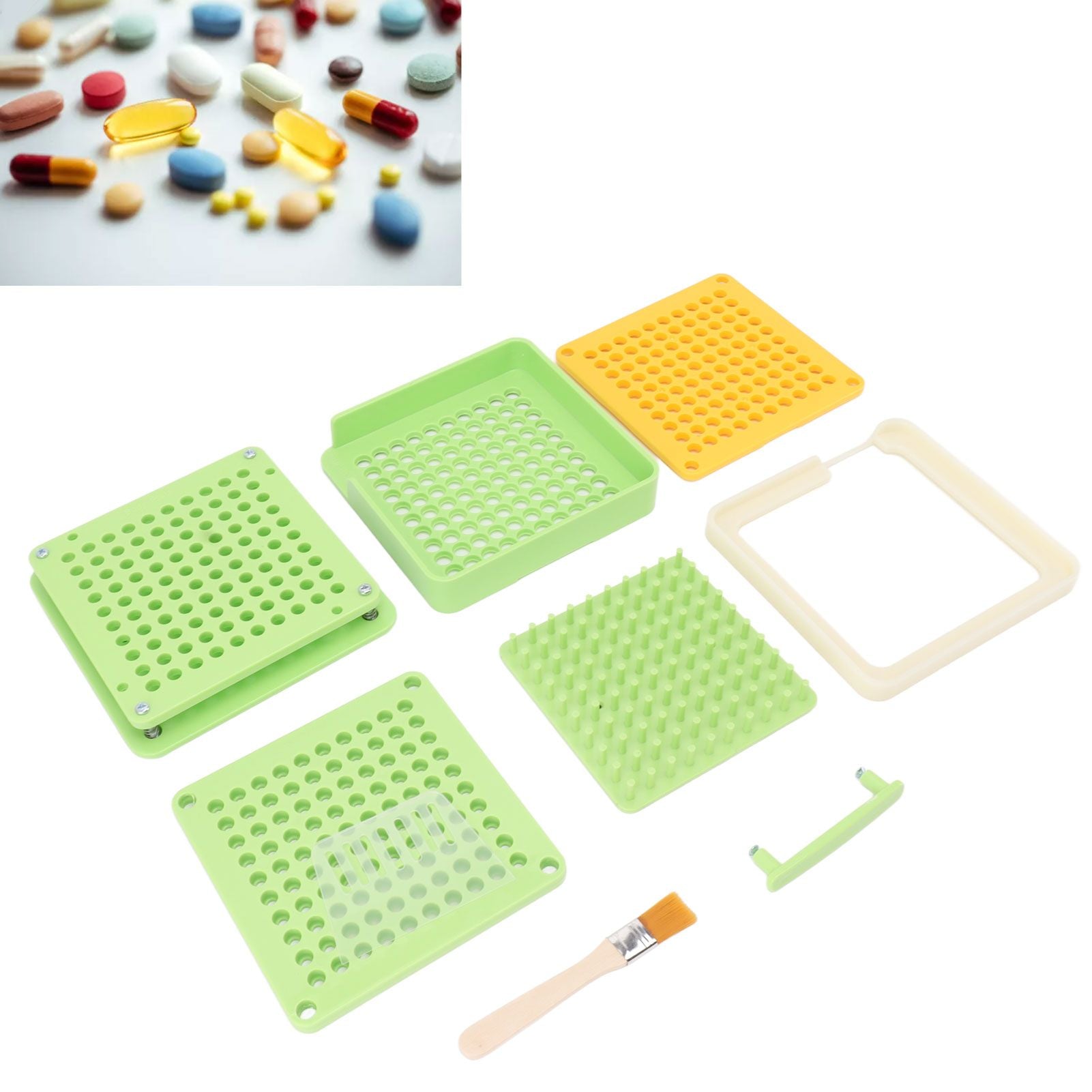 Medicine Capsule Filling Tray 100 Hole Capsule Filling Machine Capsule Filling Tool Manual Capsule Filler Light Green