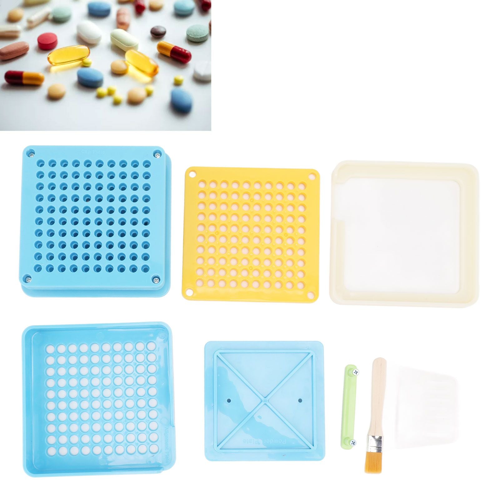 Medicine Capsule Filling Tray 100 Hole Capsule Filling Machine Capsule Filling Tool Manual Capsule Filler Blue