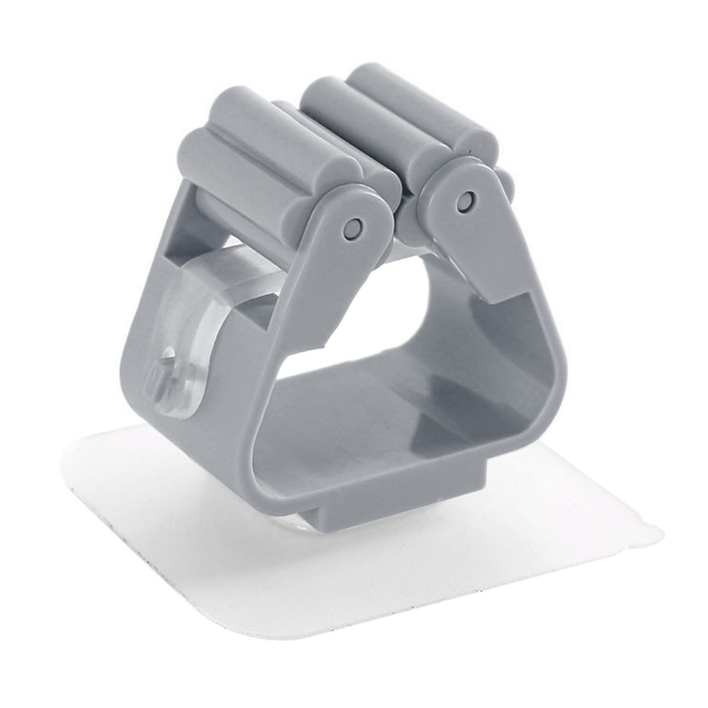 3pcs Wall Mounted Mop Holder Strong Adhesion Plastic Mop Broom Holder for Garage Tool Room Gray