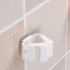 3pcs Wall Mounted Mop Holder Strong Adhesion Plastic Mop Broom Holder for Garage Tool Room White