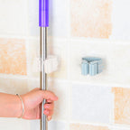 3pcs Wall Mounted Mop Holder Strong Adhesion Plastic Mop Broom Holder for Garage Tool Room White