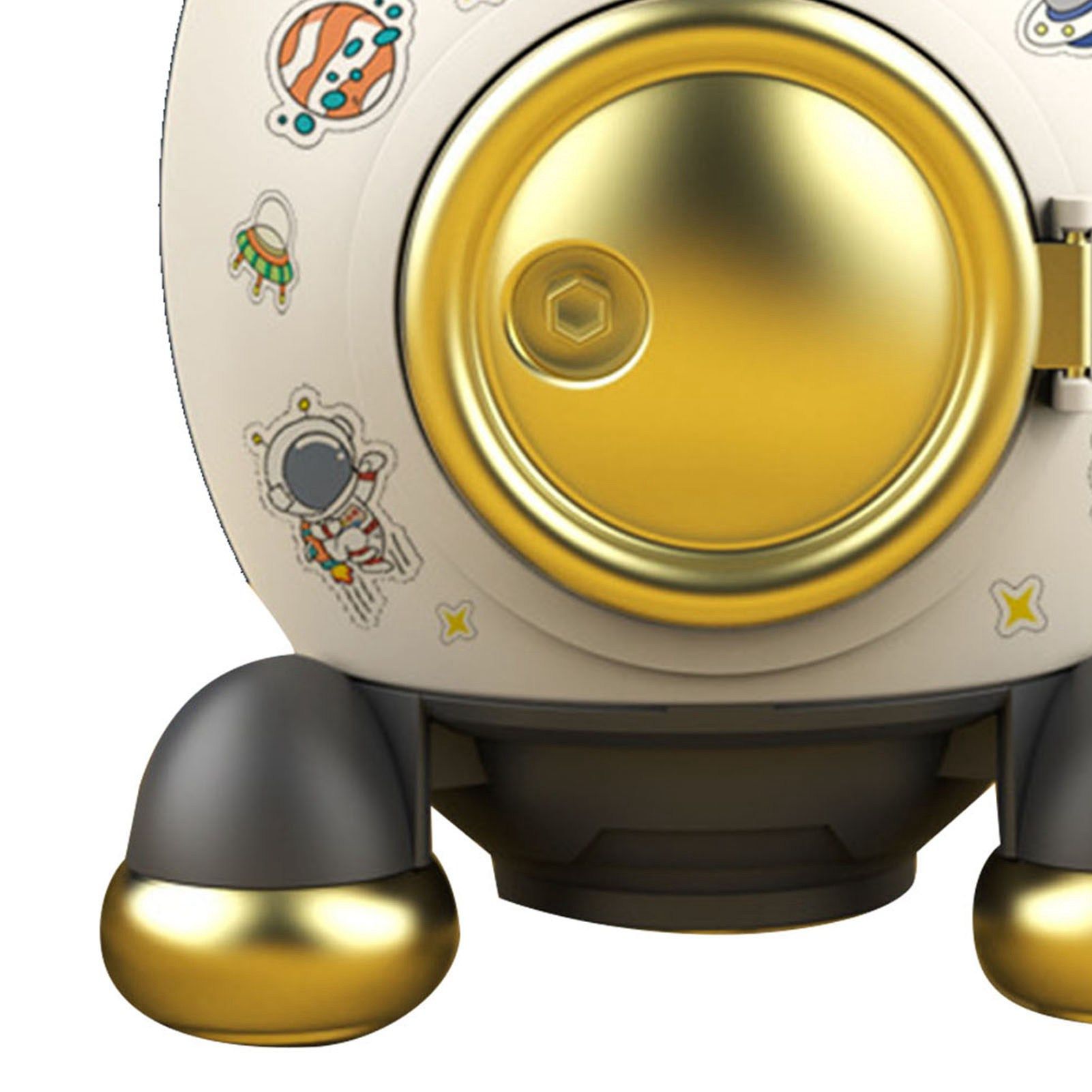 Cartoon Style Space Rocket Piggy Bank Money Bank Money Saving Jar Boys Girls Gift Luxurious Grey Gold