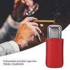 Cigar Case Holder Portable Leather 2 Holder Cigar Case with Stainless Steel Tube for Outdoor Travel Red