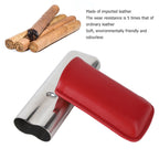 Cigar Case Holder Portable Leather 2 Holder Cigar Case with Stainless Steel Tube for Outdoor Travel Red