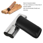 Cigar Case Holder Portable Leather 2 Holder Cigar Case with Stainless Steel Tube for Outdoor Travel Black