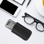 Cigar Case Holder Portable Leather 2 Holder Cigar Case with Stainless Steel Tube for Outdoor Travel Black