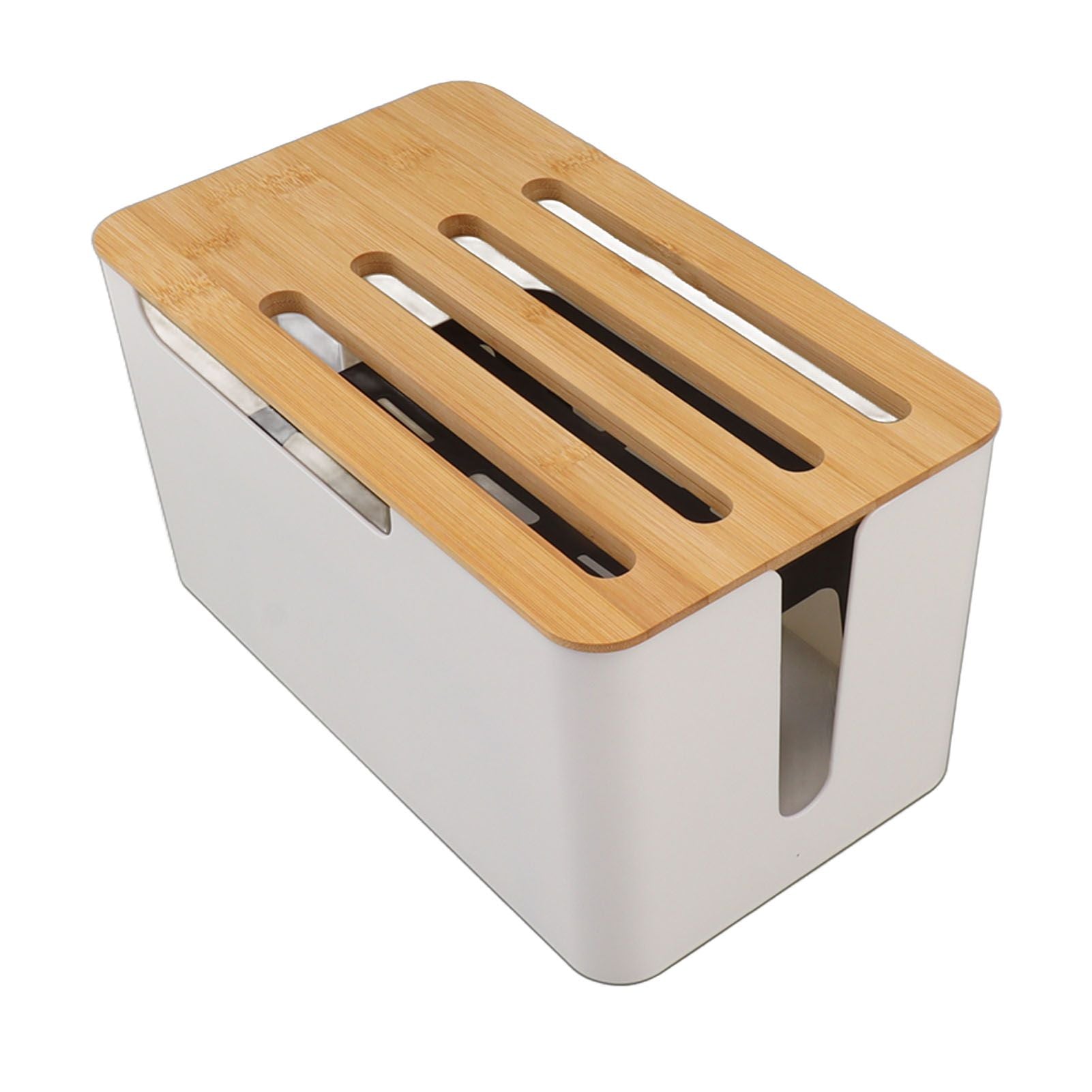 Router Storage Box Large Space Multi Hole Bit Bamboo Cover Home WiFi Router Organizer