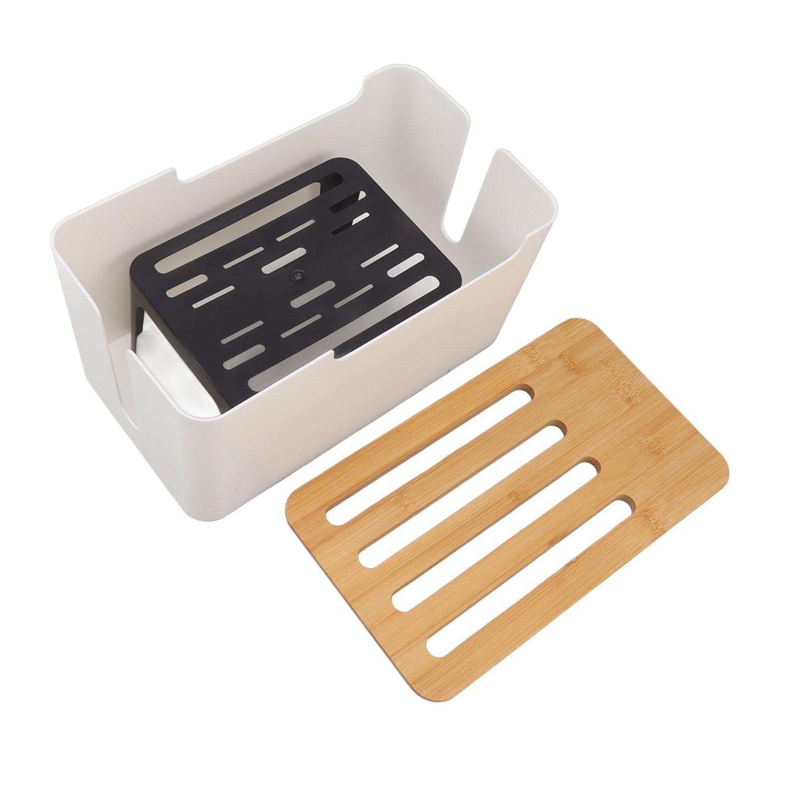 Router Storage Box Large Space Multi Hole Bit Bamboo Cover Home WiFi Router Organizer