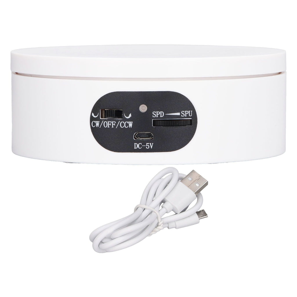 Rotating Display Stand 5.5lb Load Capacity 360 Degree Photography Turntable Plug in Battery Knob Speed Control White 12cm/4.7in