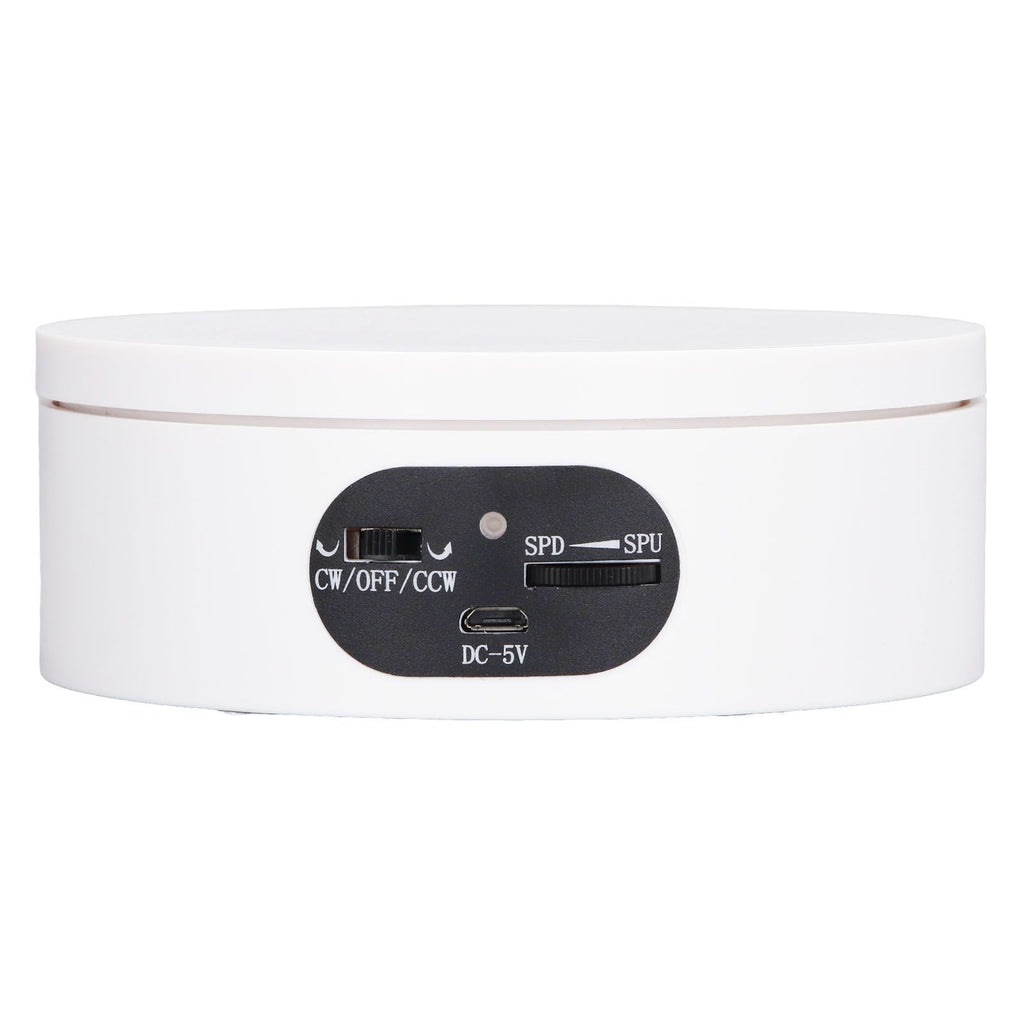 Rotating Display Stand 5.5lb Load Capacity 360 Degree Photography Turntable Plug in Battery Knob Speed Control White 12cm/4.7in