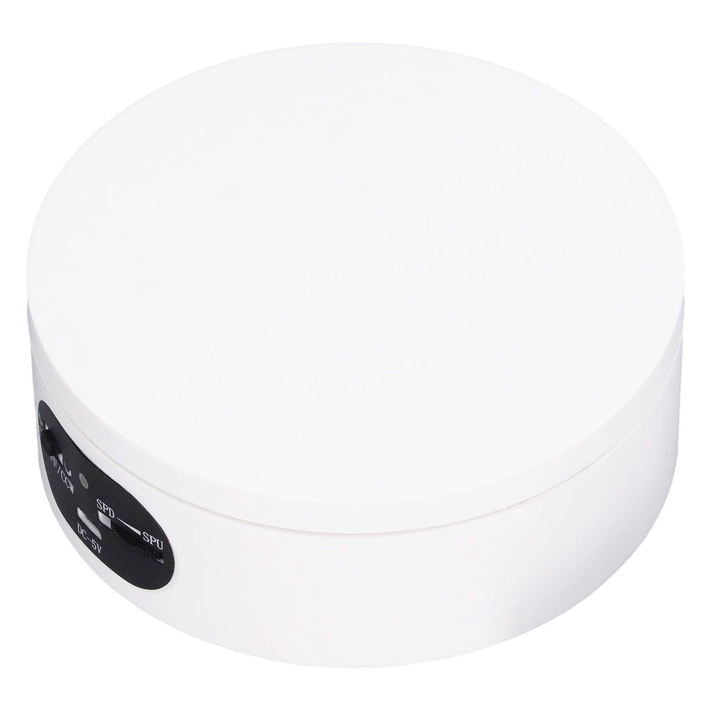 Rotating Display Stand 5.5lb Load Capacity 360 Degree Photography Turntable Plug in Battery Knob Speed Control White 12cm/4.7in