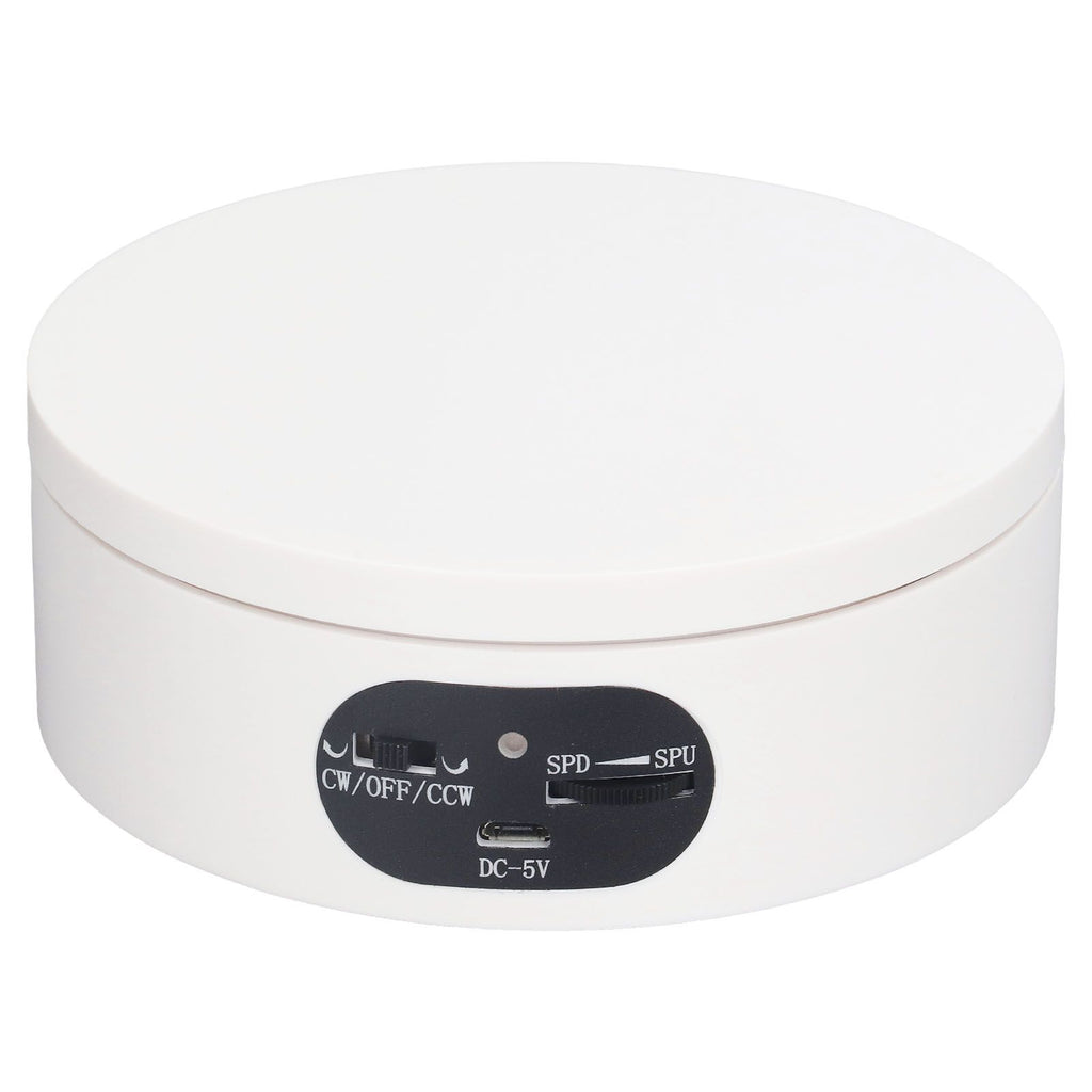 Rotating Display Stand 5.5lb Load Capacity 360 Degree Photography Turntable Plug in Battery Knob Speed Control White 12cm/4.7in
