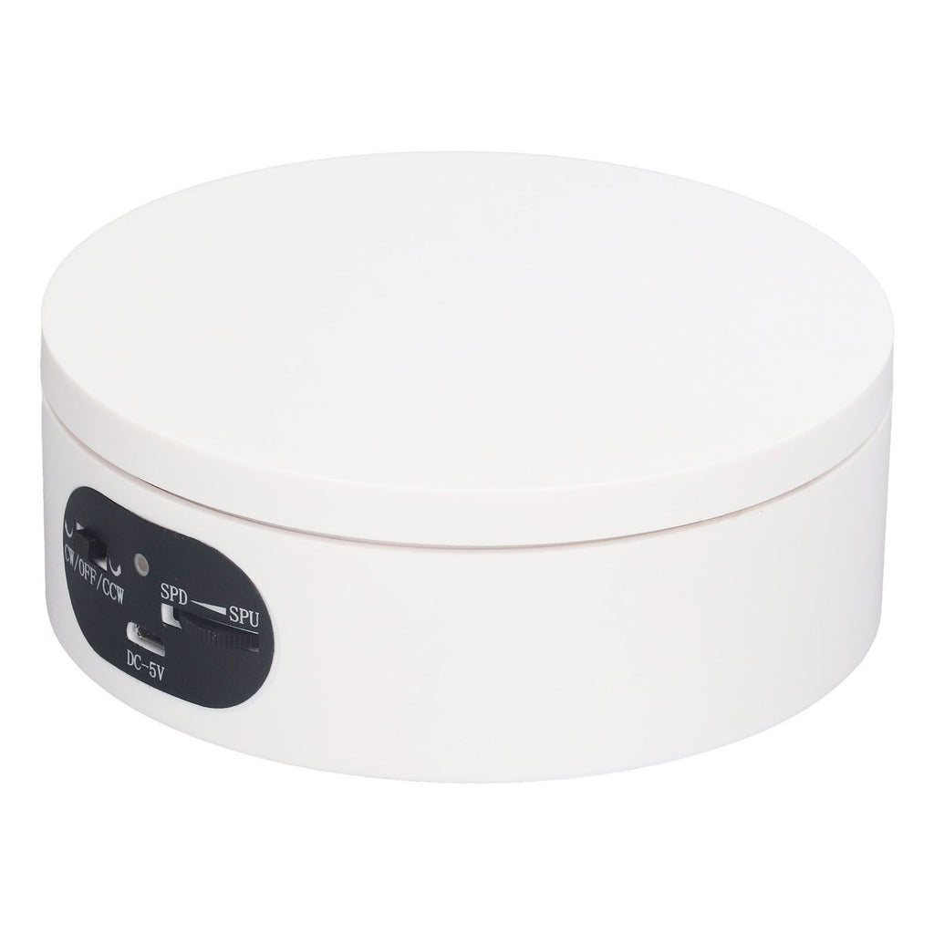 Rotating Display Stand 5.5lb Load Capacity 360 Degree Photography Turntable Plug in Battery Knob Speed Control White 12cm/4.7in