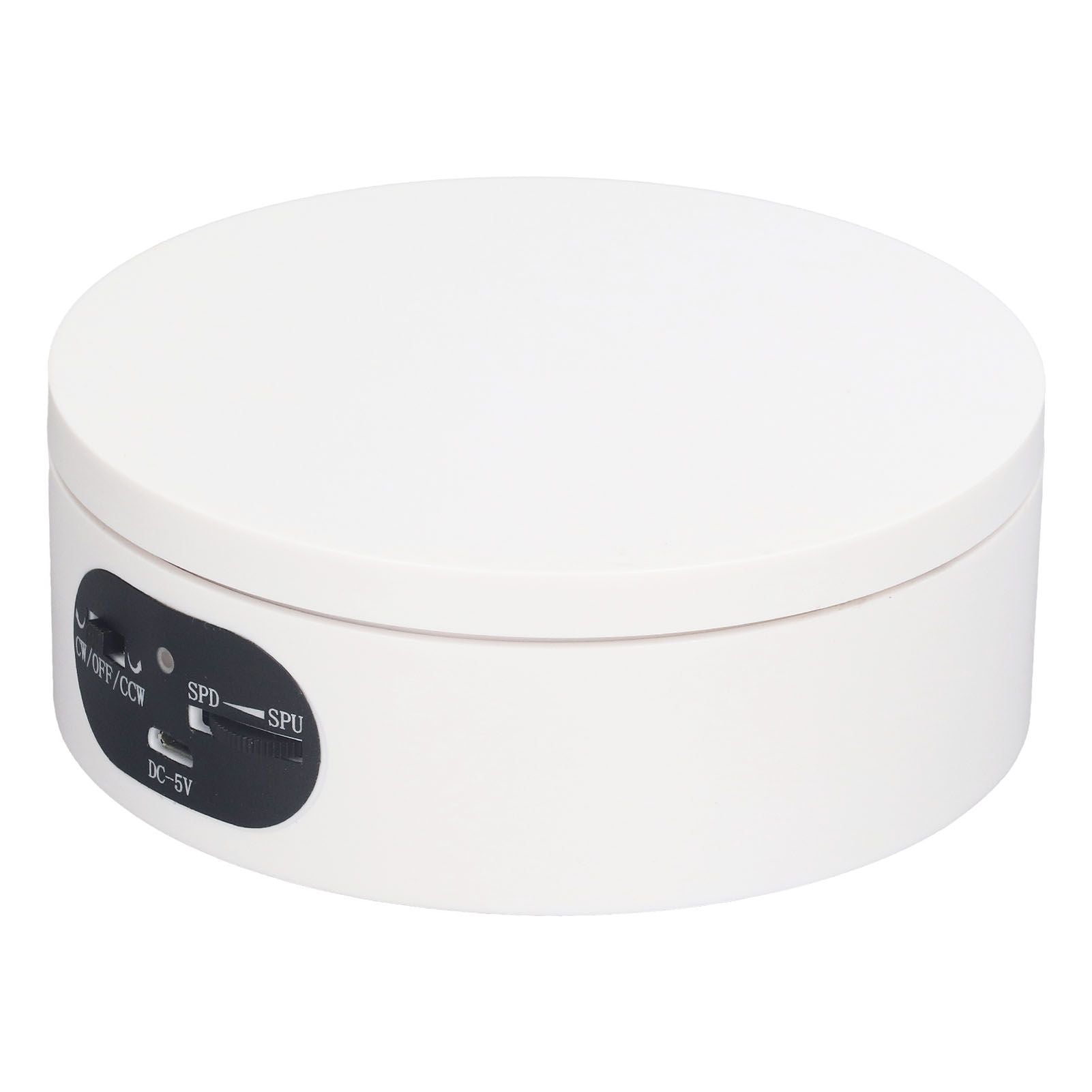 Rotating Display Stand 5.5lb Load Capacity 360 Degree Photography Turntable Plug in Battery Knob Speed Control White 12cm/4.7in