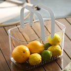 Clear Hand Basket Comfortable Handle Ventilation Holes Easy Access Versatile Fruit Storage Basket for Camping Grey