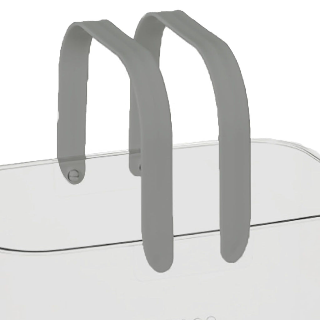 Clear Hand Basket Comfortable Handle Ventilation Holes Easy Access Versatile Fruit Storage Basket for Camping Grey