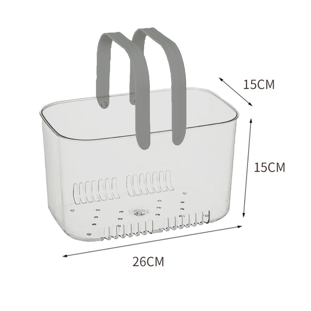 Clear Hand Basket Comfortable Handle Ventilation Holes Easy Access Versatile Fruit Storage Basket for Camping Grey