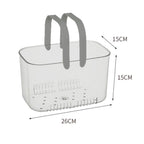 Clear Hand Basket Comfortable Handle Ventilation Holes Easy Access Versatile Fruit Storage Basket for Camping Grey