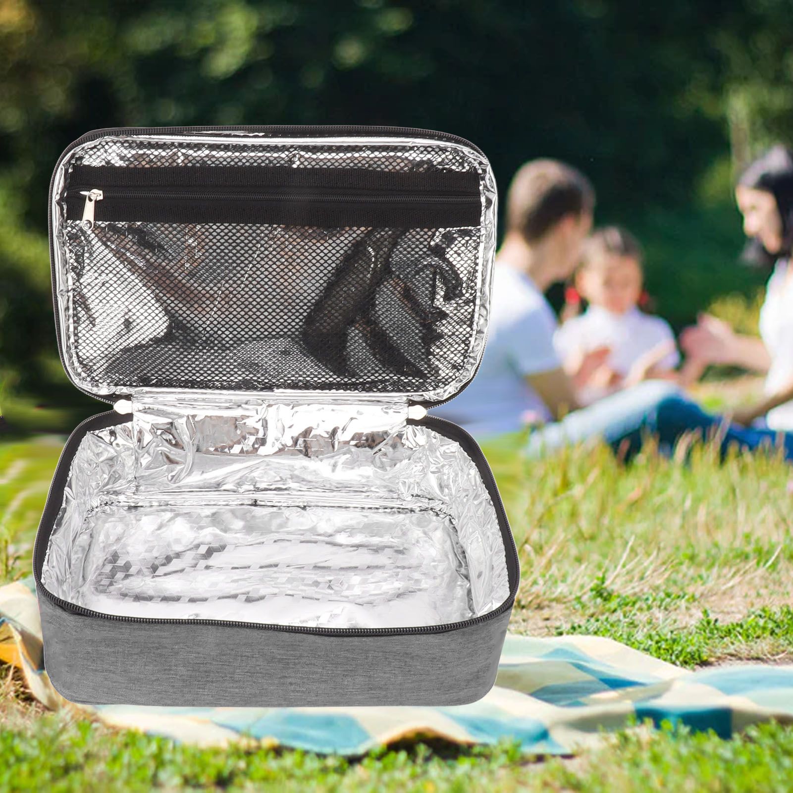 Lunch Bag 3.2L Large Capacity Leakproof Oxford Fabric Portable Handle Insulated Lunch Bag for Office School Outing Grey