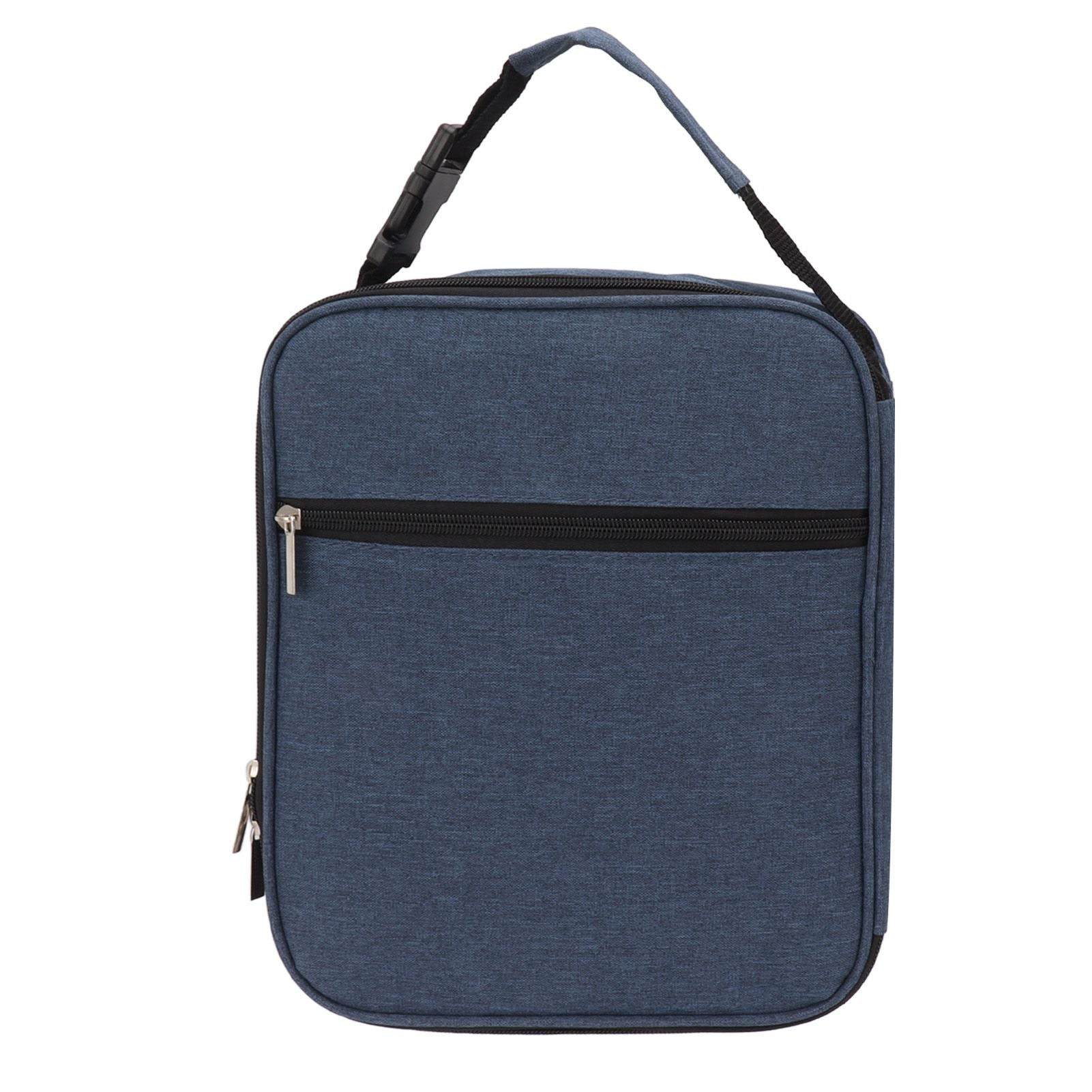Insulated Lunch Bag 6L Oxford Fabric Leakproof Lining Portable Handle Zippered Lunch Bag for Outdoor Camping Beach Navy Blue