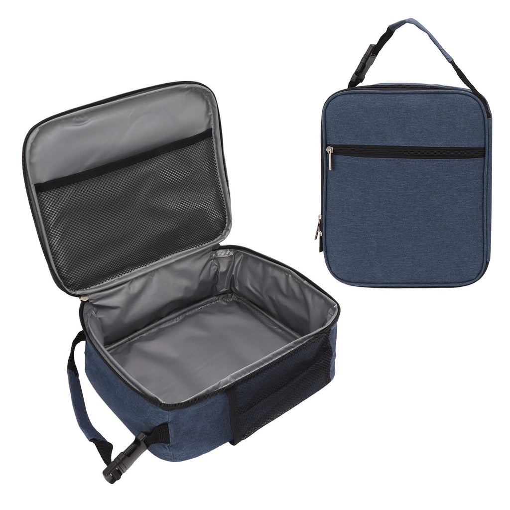 Insulated Lunch Bag 6L Oxford Fabric Leakproof Lining Portable Handle Zippered Lunch Bag for Outdoor Camping Beach Navy Blue