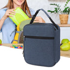 Insulated Lunch Bag 6L Oxford Fabric Leakproof Lining Portable Handle Zippered Lunch Bag for Outdoor Camping Beach Navy Blue