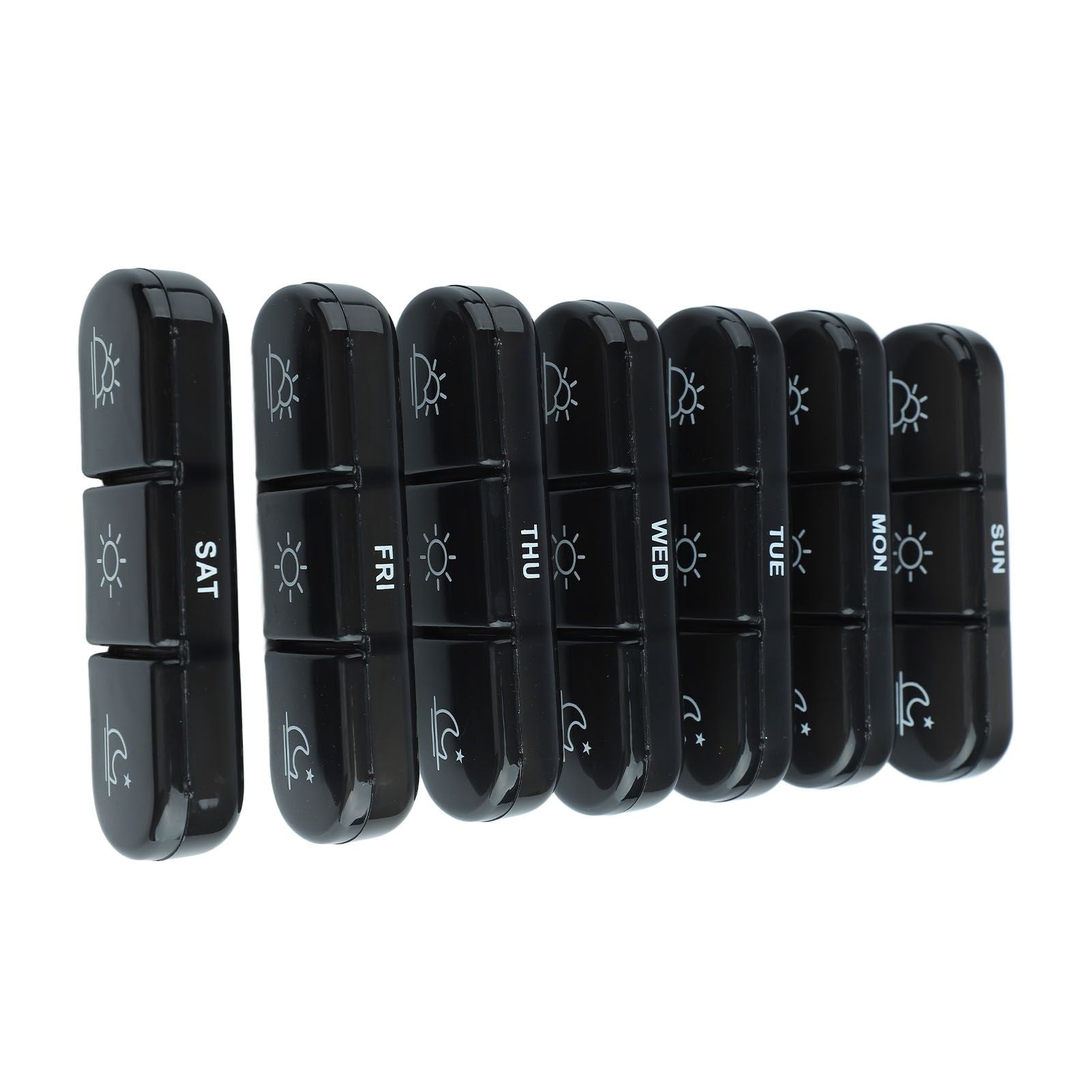 3 Times A Day 7 Day Pill Organizer 21 Grid Portable Pill Organizer Travel Medicine Container Black Black Shell