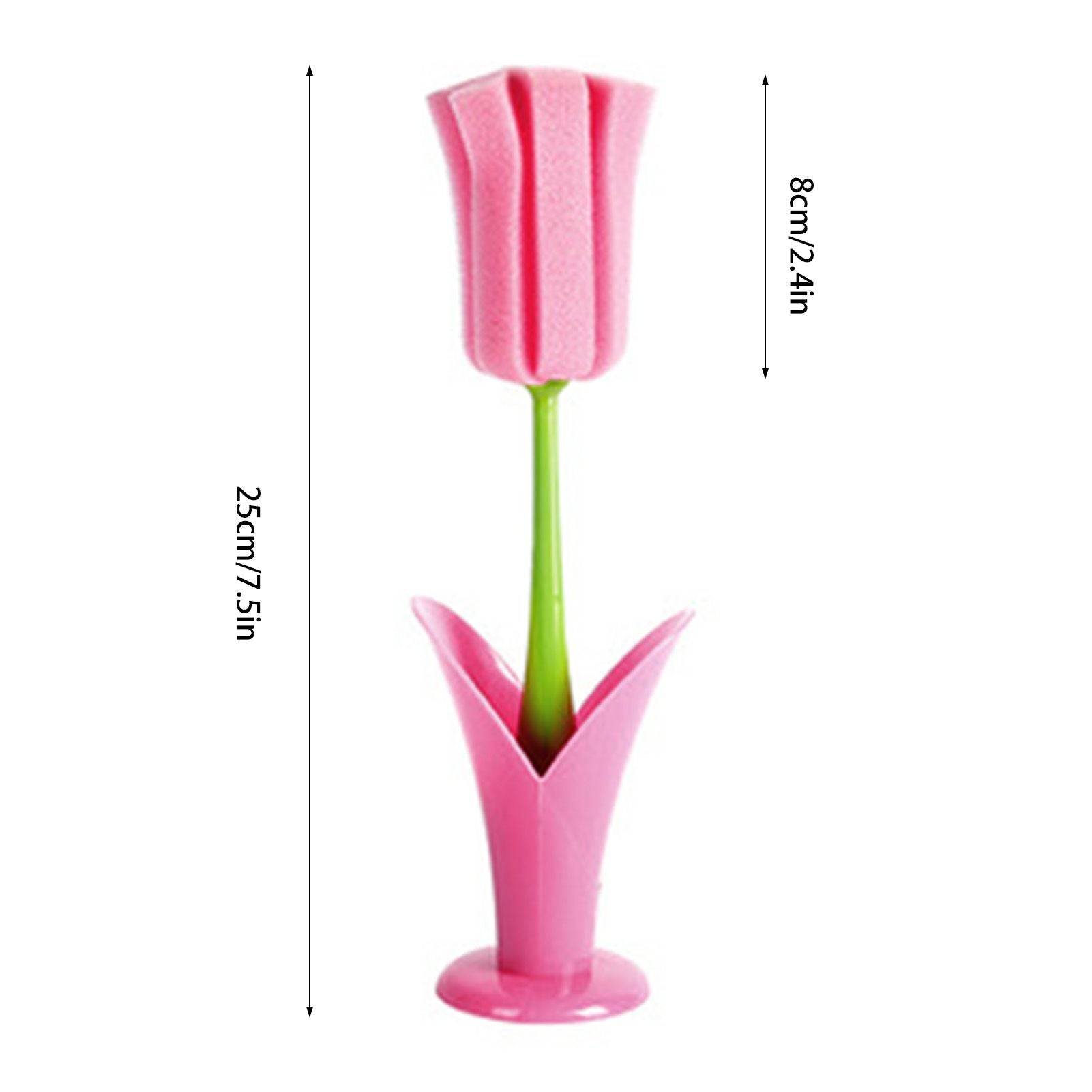 2PCS Sponge Cleaning Brush Long Handle Grip Cup Brush for Coffee Mugs Winebottle Baby Bottles Pink