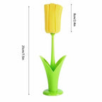 2PCS Sponge Cleaning Brush Long Handle Grip Cup Brush for Coffee Mugs Winebottle Baby Bottles Yellow