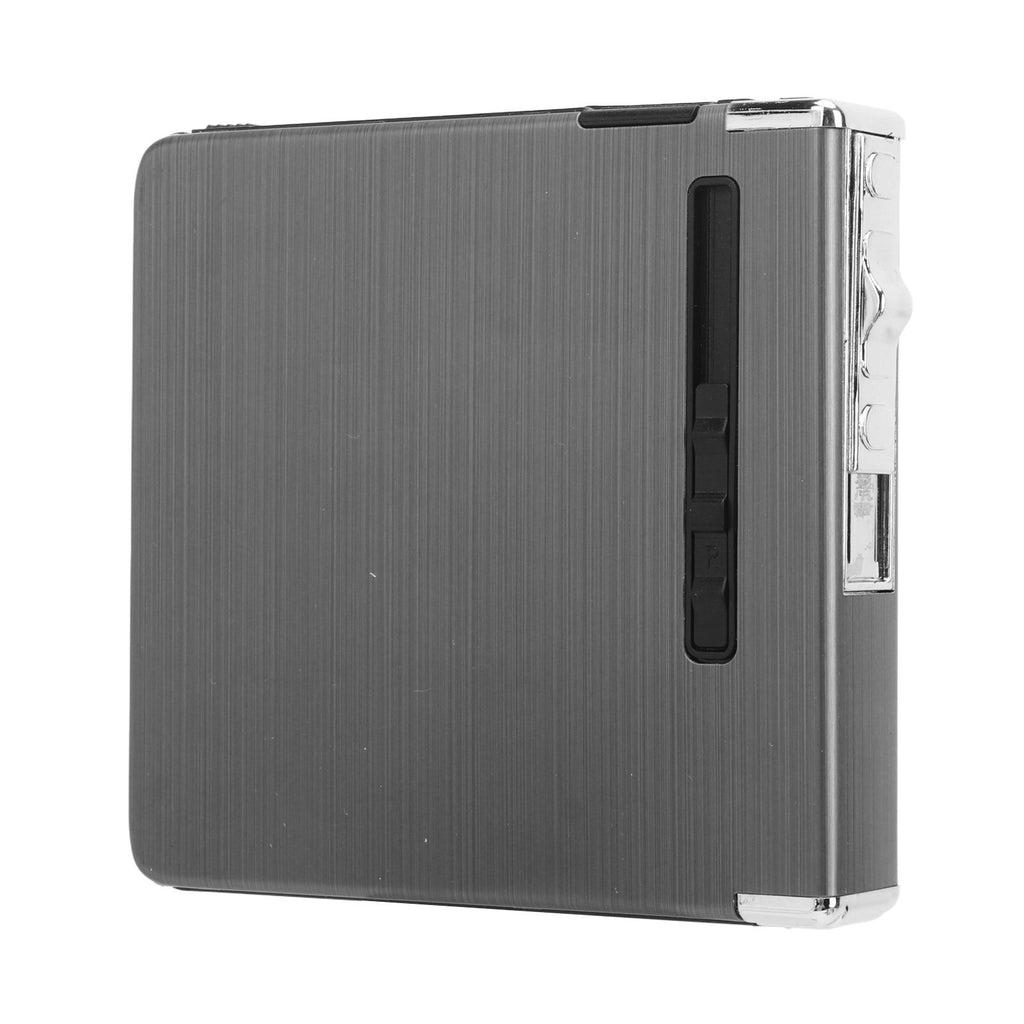 20 Regular Cigarettes Case Box USB Rechargeable Cigarette Case with Lighter for Men Women Ideal Gift for Smoker Black Wire Drawing