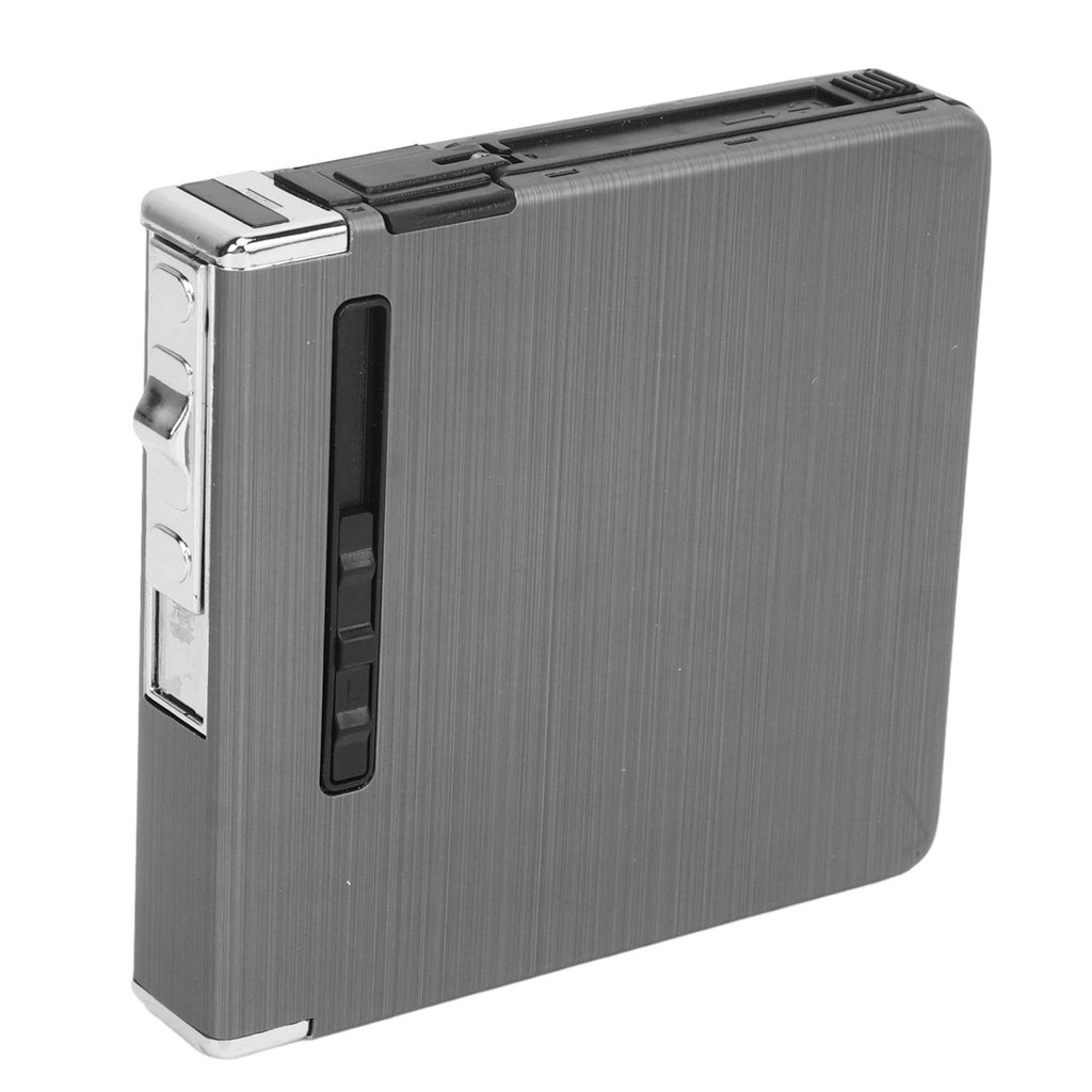 20 Regular Cigarettes Case Box USB Rechargeable Cigarette Case with Lighter for Men Women Ideal Gift for Smoker Black Wire Drawing