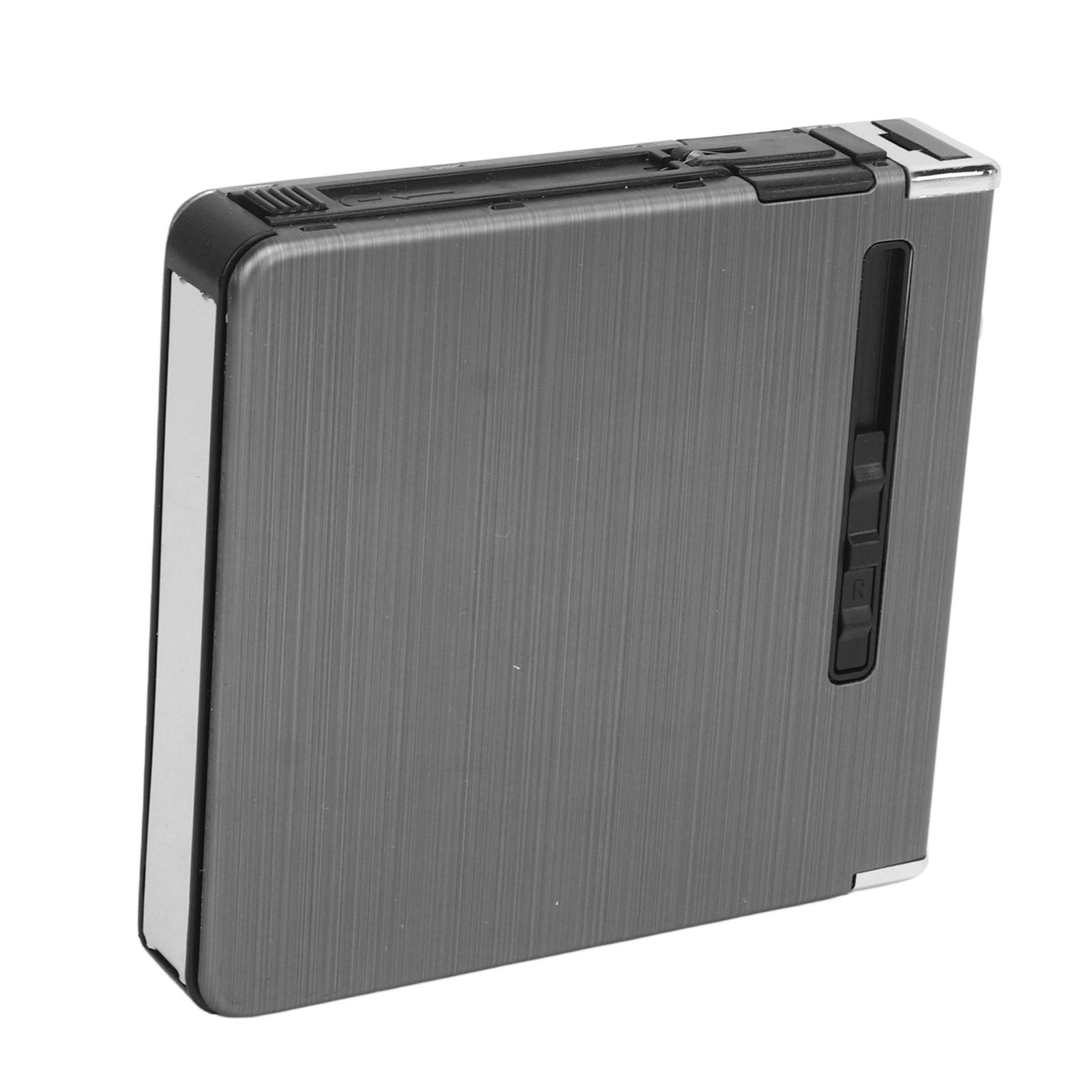 20 Regular Cigarettes Case Box USB Rechargeable Cigarette Case with Lighter for Men Women Ideal Gift for Smoker Black Wire Drawing