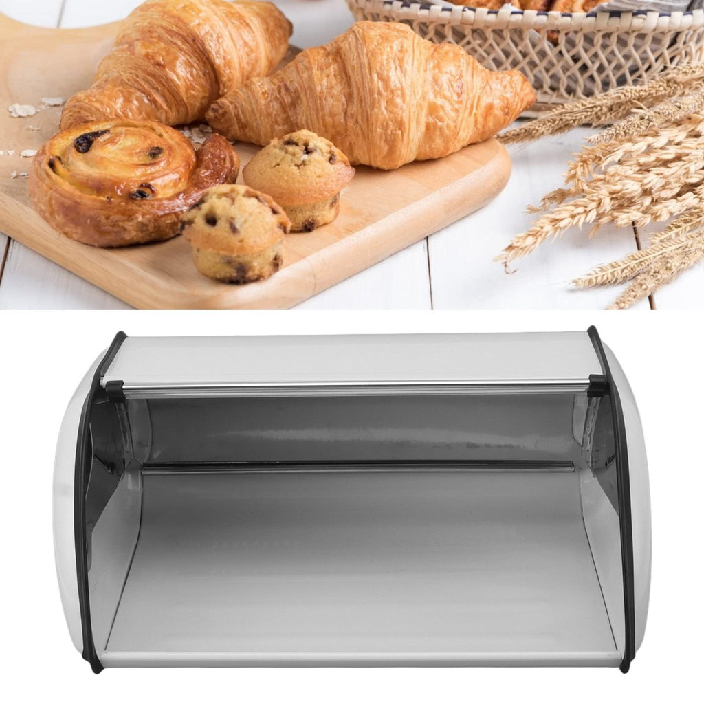 Iron Bread Bin Durable Bread Storage Container Mirror Polished Bread Bin Storage Case for Home Shop Office White