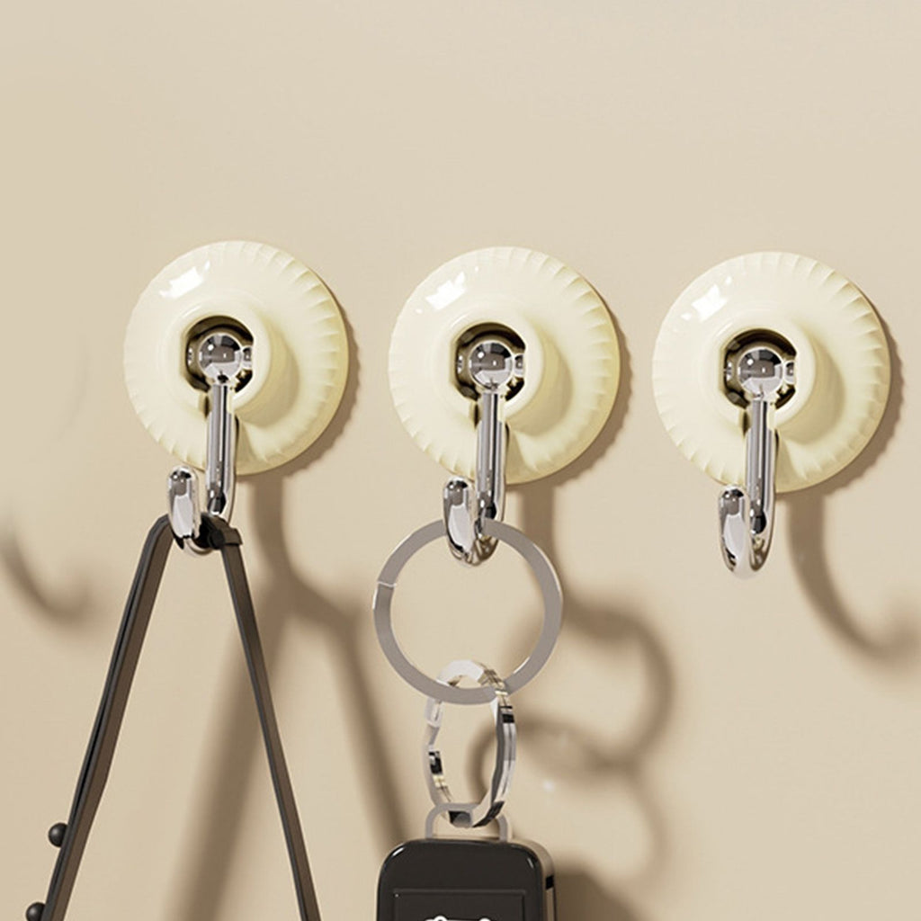 4pcs Adhesive Hooks Hole Free Round Hooks Bathroom Coat Heavy Duty Adhesive Hangers White