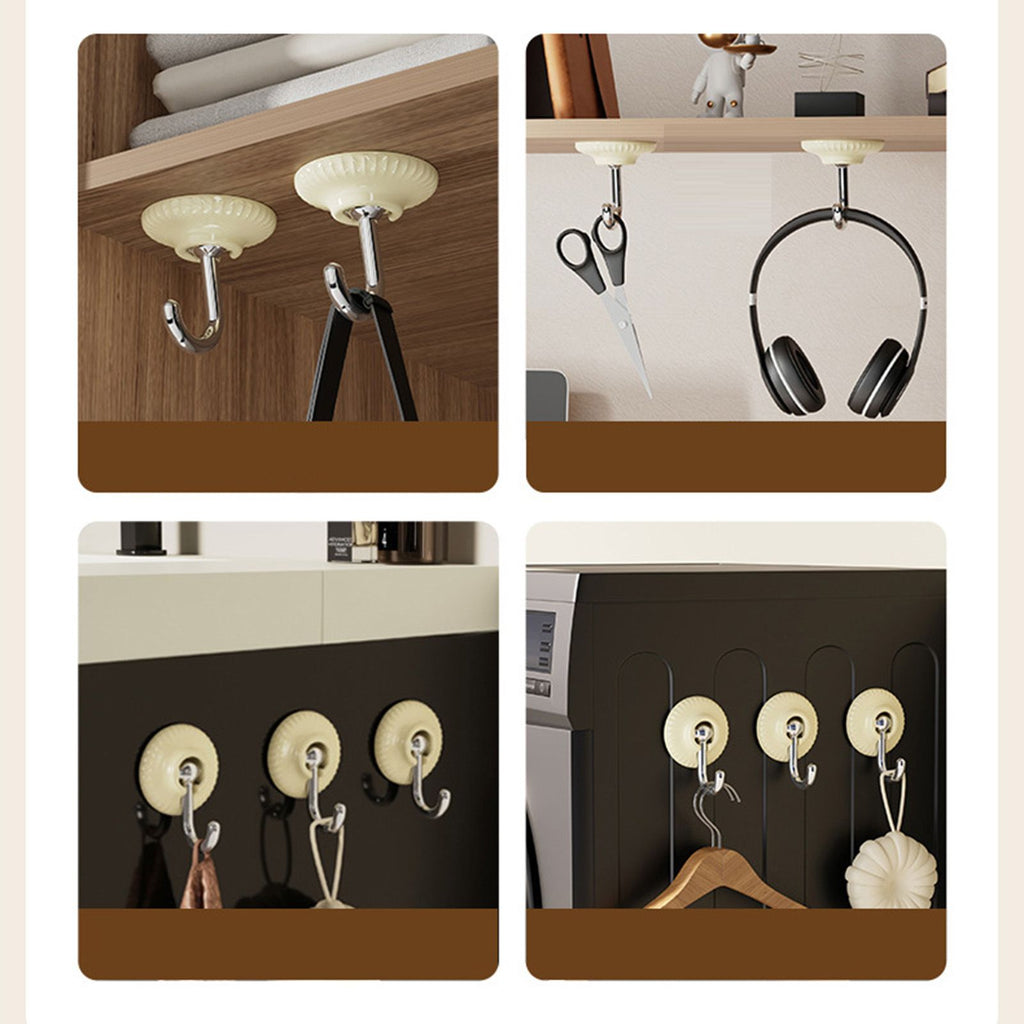 4pcs Adhesive Hooks Hole Free Round Hooks Bathroom Coat Heavy Duty Adhesive Hangers White