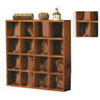 Wall Mounted Figures Display Shelves Rack Retro Wooden Figures Display Case for Home Bedroom 16 Grids