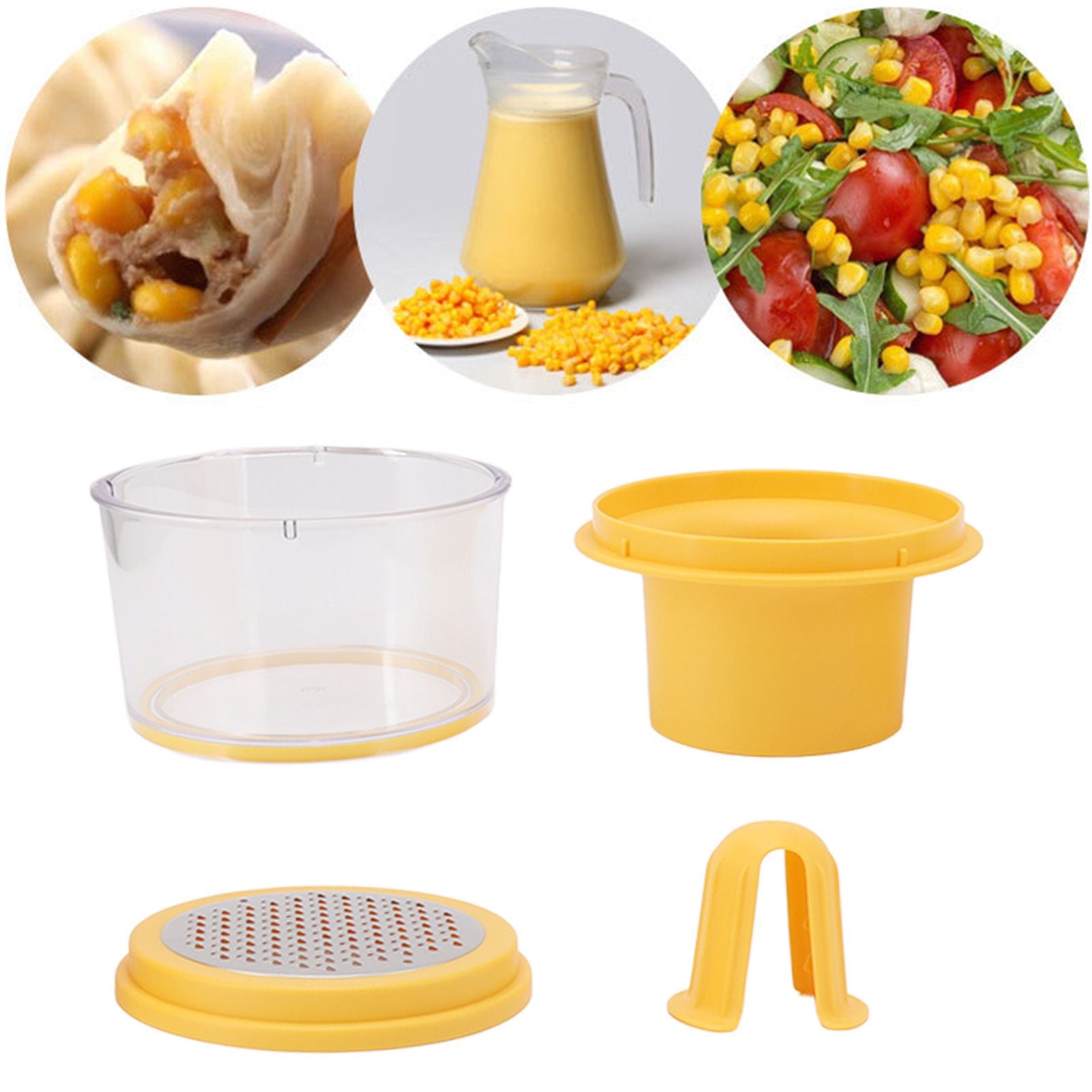 Corn Peeler 4 in 1 Multifunction Corn Stripper Stainless Steel Corn Sheller with Bowl and Grinding Cover
