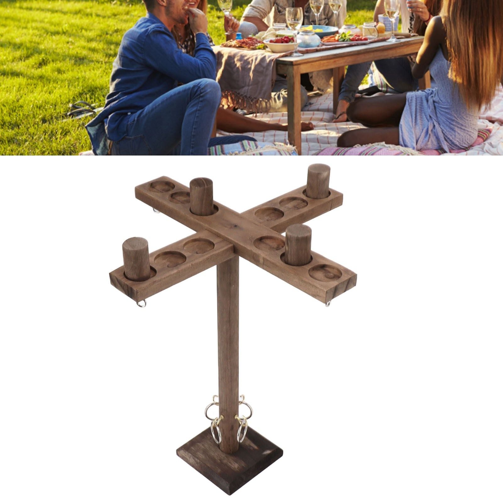 Hook and Ring Game for Four Players Wooden Hooks Fast Paced Interactive Game for Party Bar