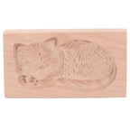 Animal Cookie Mold Lovely Vivid Wooden Biscuit Press Stamp Easy Demoulding Smoothly Cookie Mold Cat