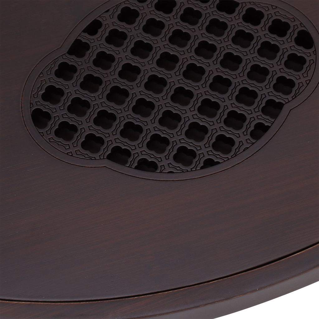 Bamboo Tea Table Tray Walnut Color Simple Elegant Chinese Style Water Storage Tea Tray with Handle S