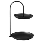2 Tier Iron Fruit Serving Tray Waterproof Multi Tier Storage Platter for Coffee Table Party Black