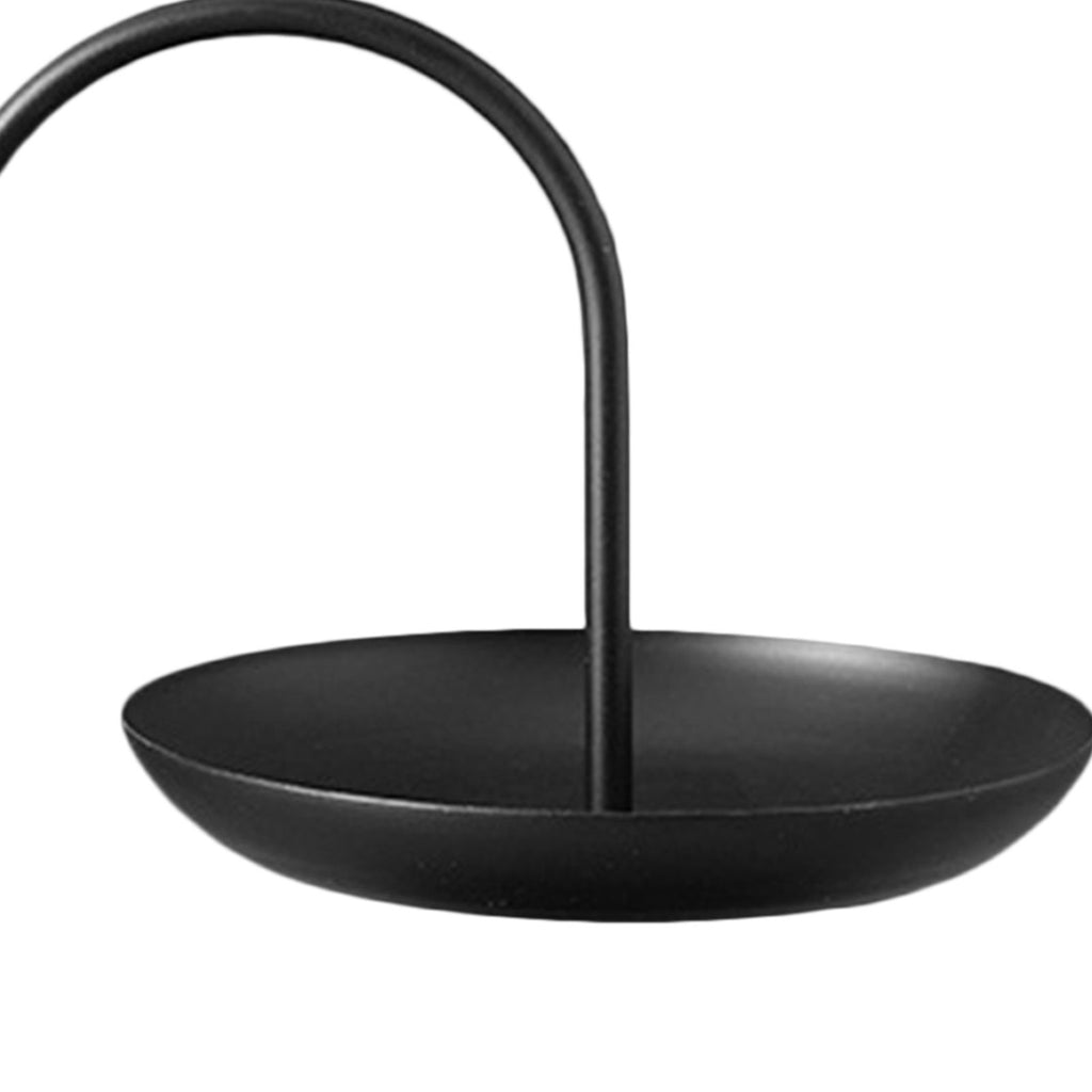 2 Tier Iron Fruit Serving Tray Waterproof Multi Tier Storage Platter for Coffee Table Party Black