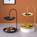2 Tier Iron Fruit Serving Tray Waterproof Multi Tier Storage Platter for Coffee Table Party Black