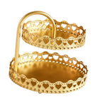 Double Layer Pastry Tray Decorative Copper Gold Biscuits Dessert Display Plate for Wedding Loving Heart