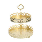 Double Layer Pastry Tray Decorative Copper Gold Biscuits Dessert Display Plate for Wedding Hollowed Out Love Heart